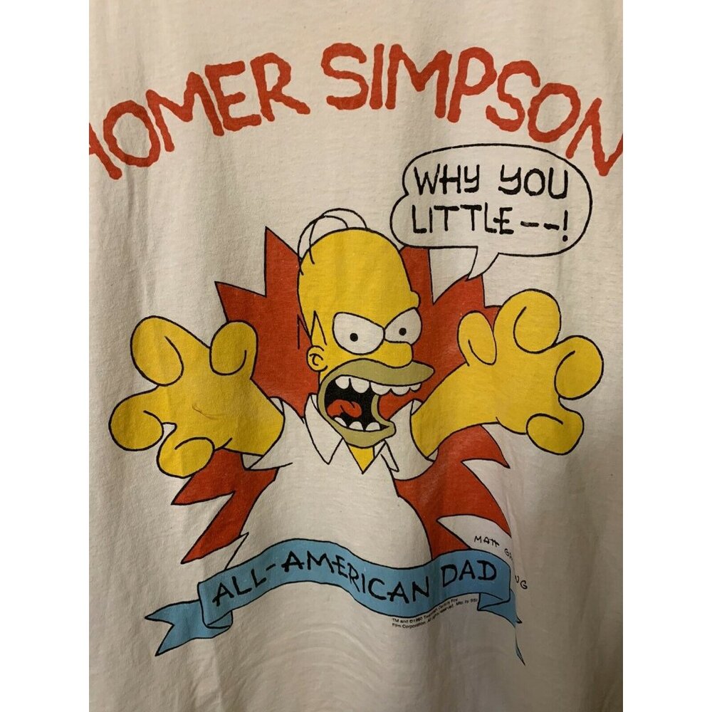VTG‎ 90s Homer Simpson T Shirt  Why You Little __! All American Dad Screen Stars